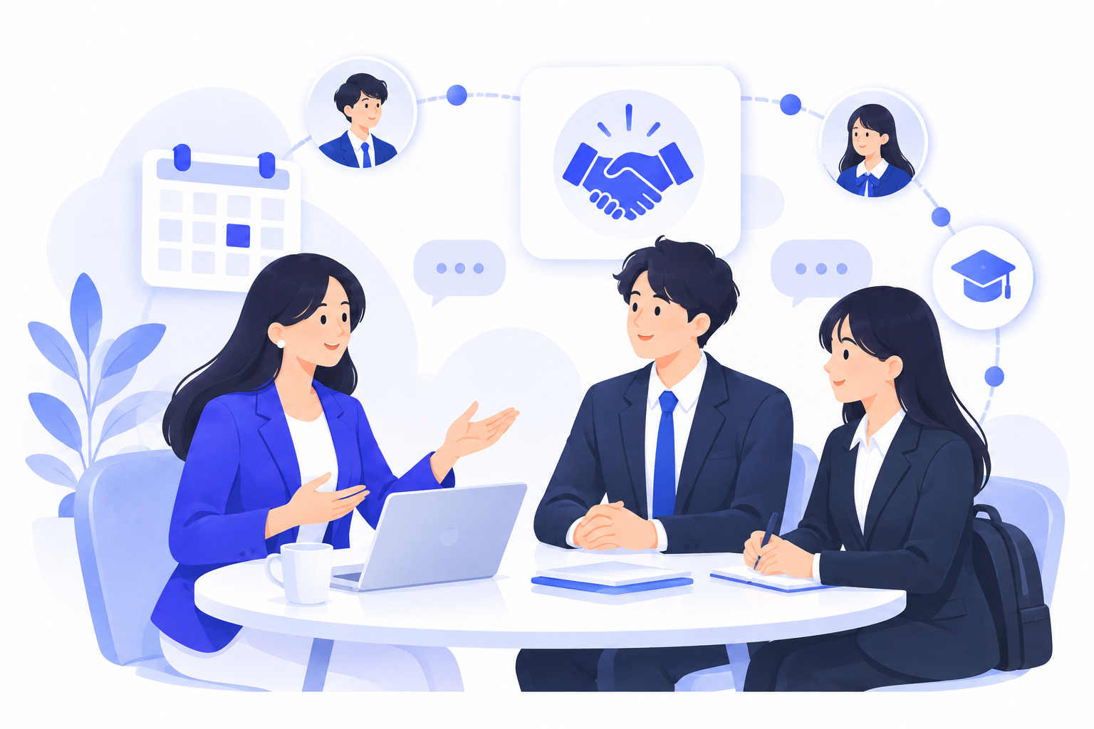 企業担当者と学生が話し合う座談会